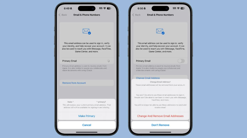 会宁苹果手机维修分享苹果 iOS 18.1 支持设置“主要”邮箱地址并更改 iCloud 邮箱 