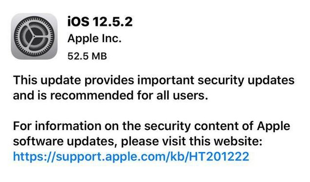 会宁苹果手机维修分享iOS12.5.2发布，建议所有老苹果用户安装 